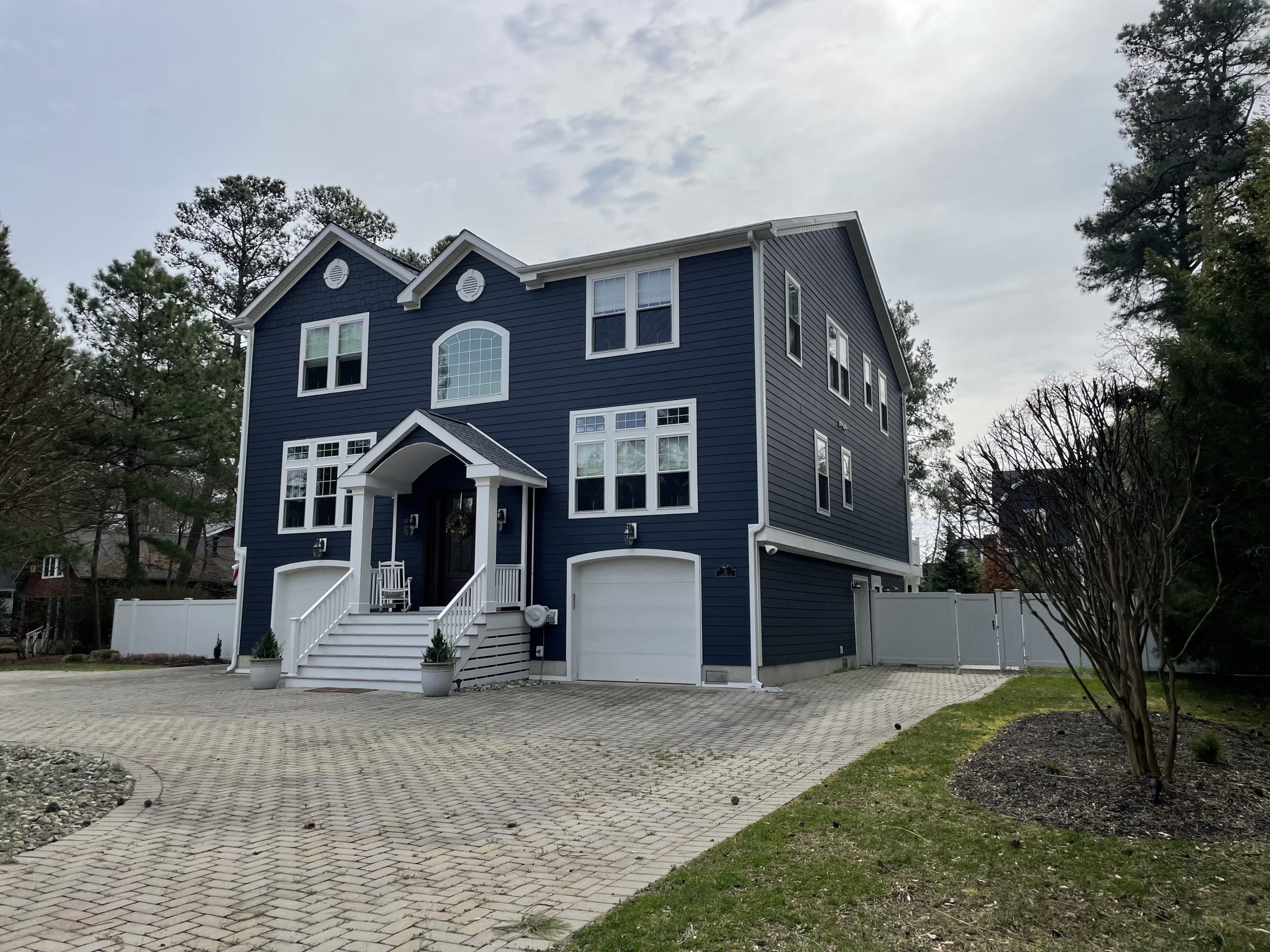 Dark blue custom home